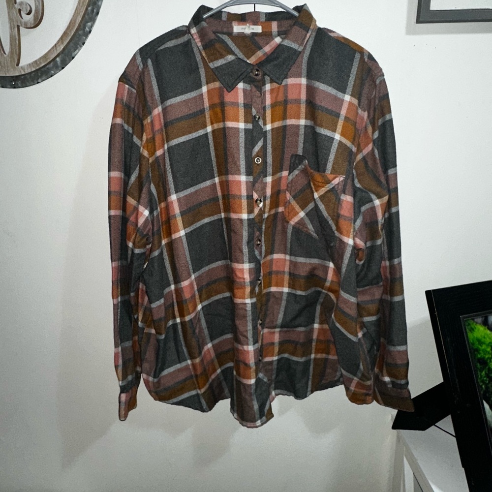 Maurices Multicolor Plaid Casual Shirt 3XL